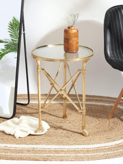 Knobbed Metal Weave Sofa Side Tablefor Living Room | Gold Tea Table | End Table | Corner Table