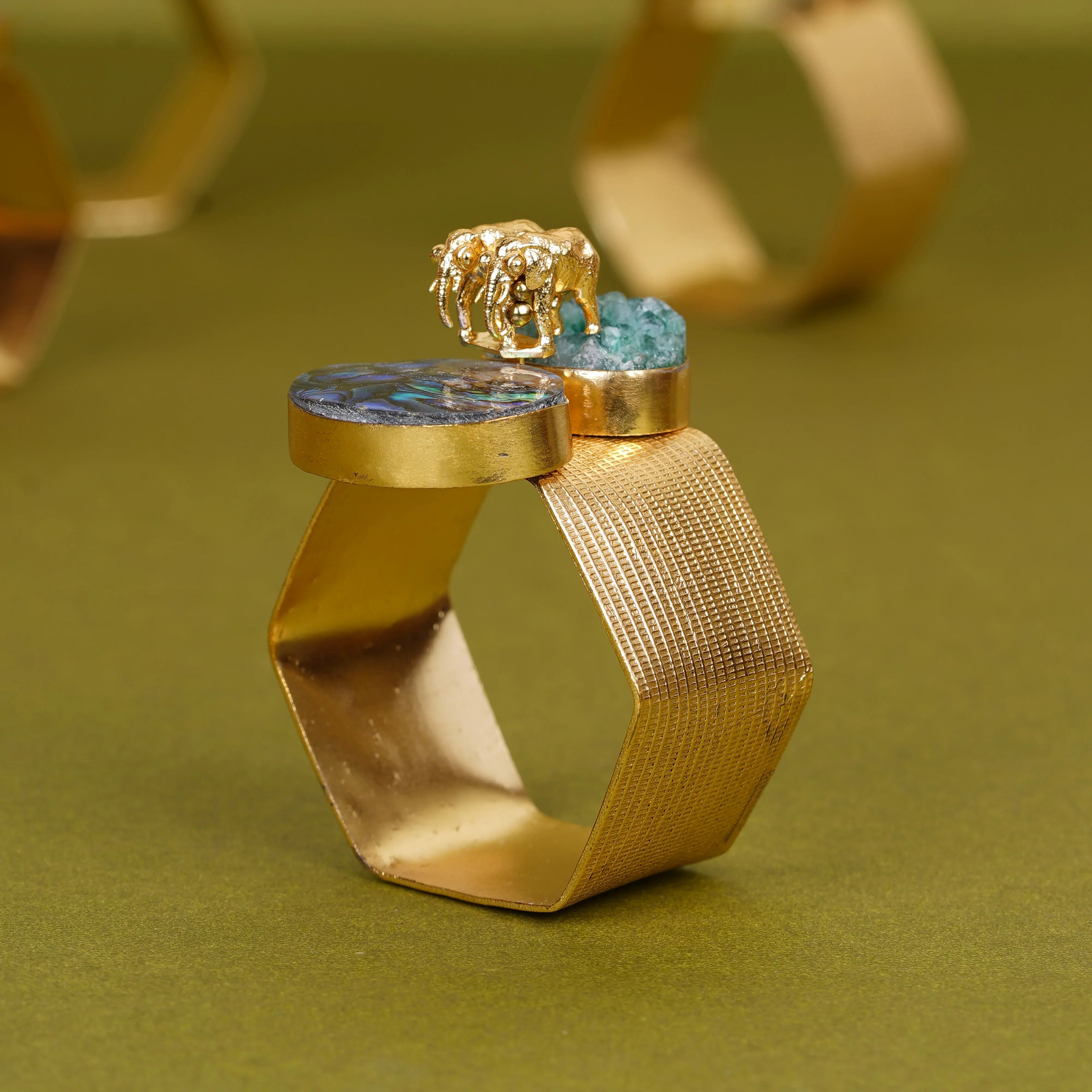 Napkin Ring On Druzy And Elephant