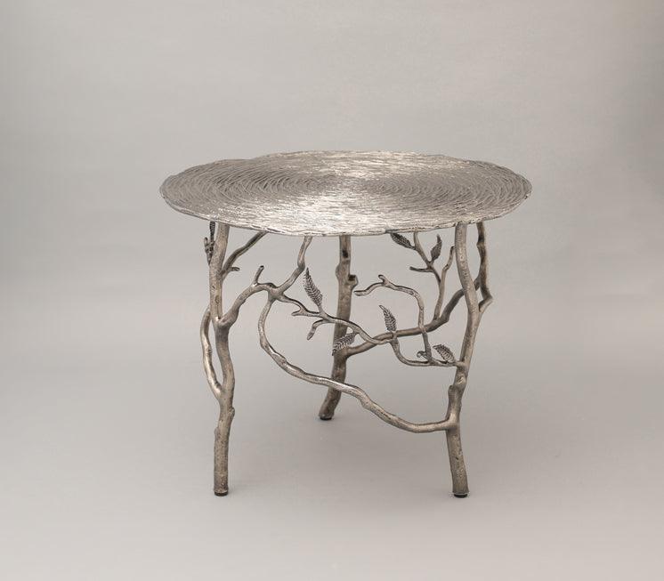 Tendrils Antique Nickel Side Table for Living Room | Designer End Tables | Small Corner Table