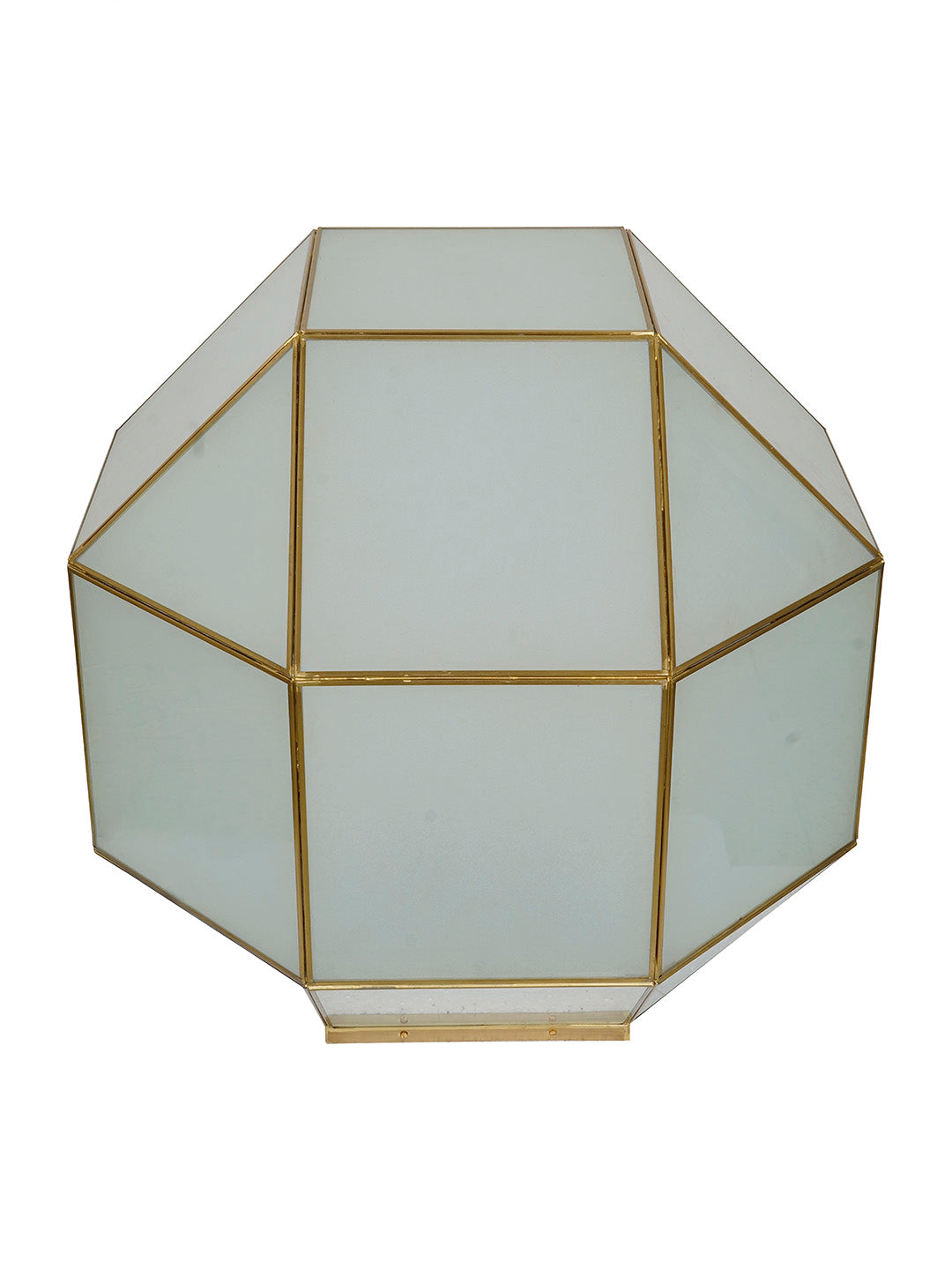 Geometric Grandeur: Frosted Glass Large Gate Light with Gold Frame