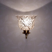 Traditional Antique Brass Wall Light with Frosted Glass Shades with Jaipuri designing on glass