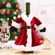 Velvet Dress Christmas Wine Bottle Cover | Christmas Wrapping Pouch for Wine Bottle