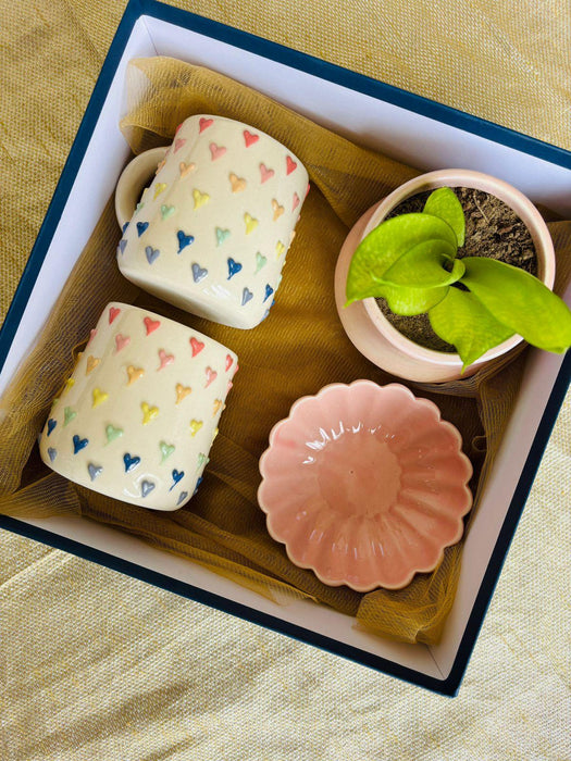 Hearts Cup Planter with Gift Box | Bowl & Planter for Gift Hamper