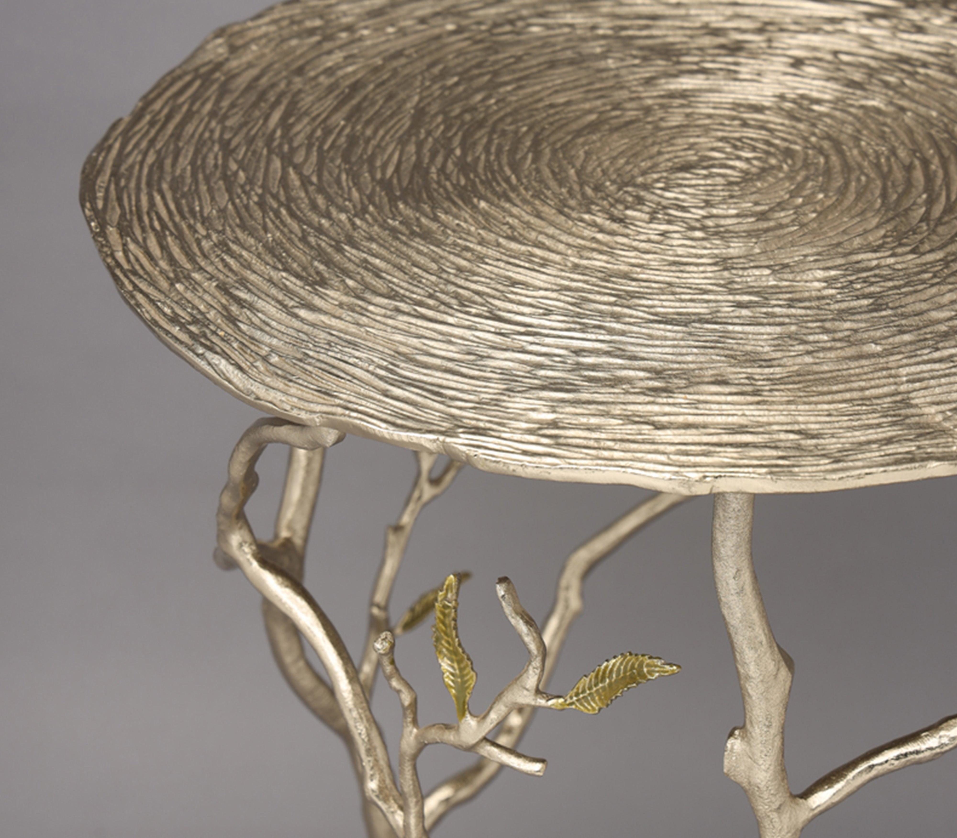 Tendrils Gold Side Table for Living Room | Decorative Small Corner Table | Designer End Table