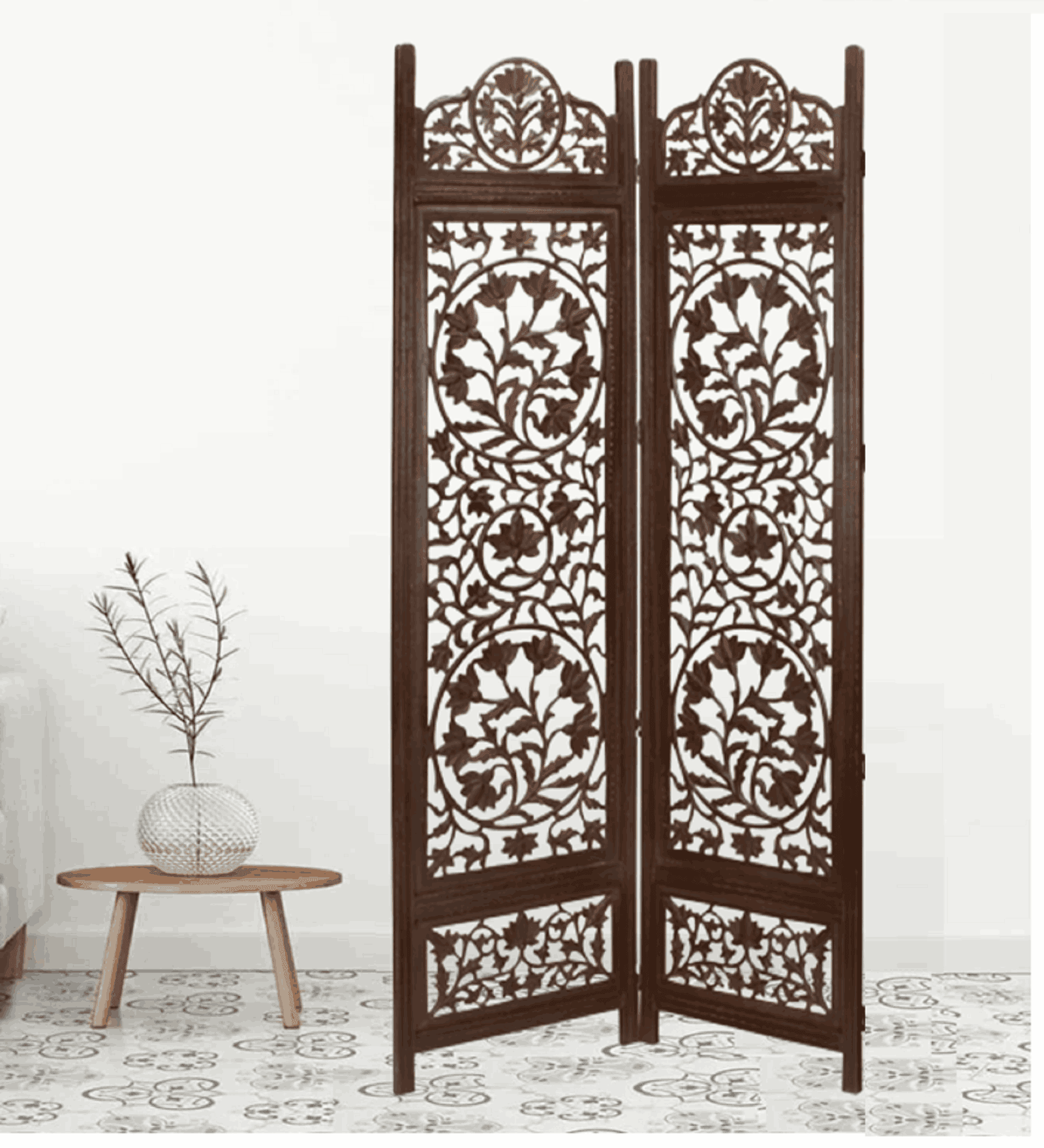 MDF Jali Folding Partition with Mango Wood Frame Design