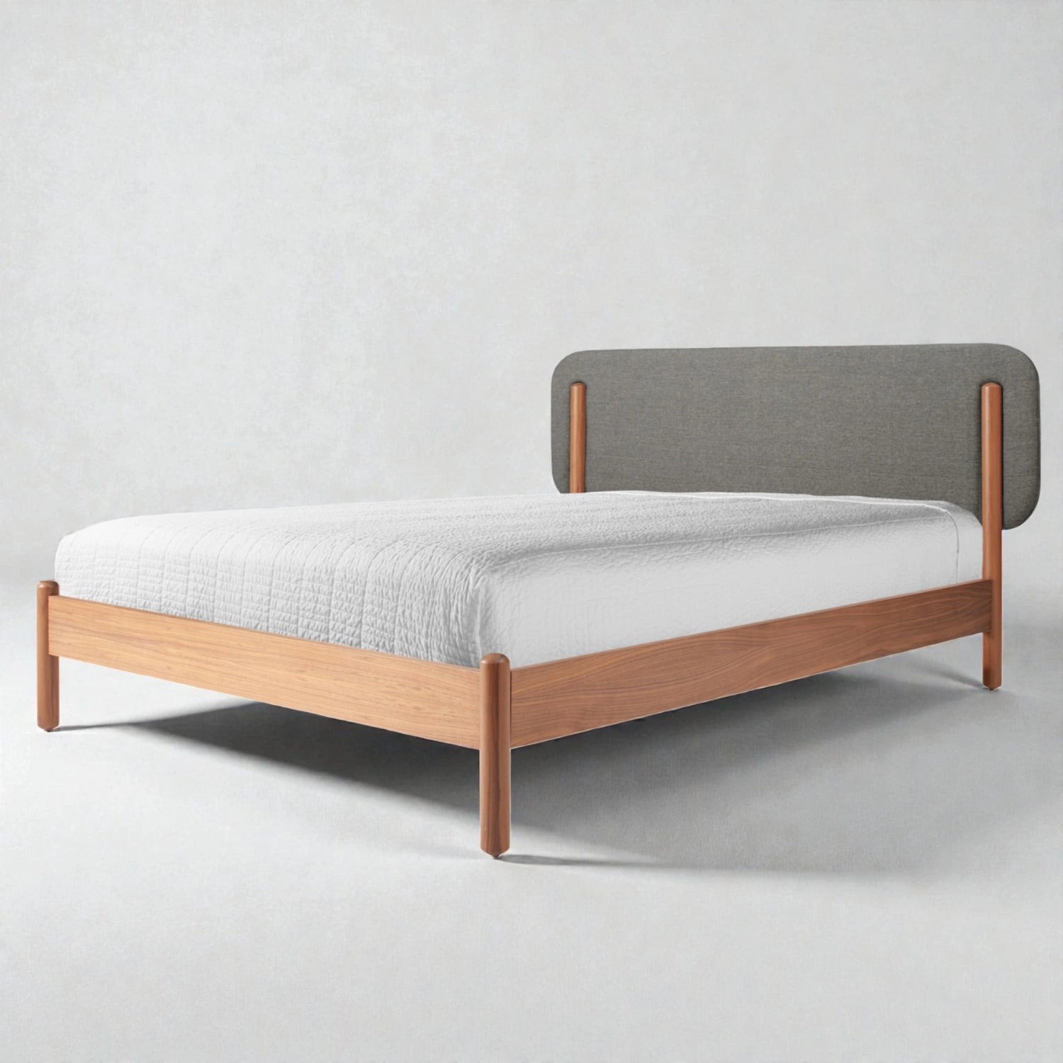 Daydream Solid Ash Wood And Headboard Upholstery King Size Bed