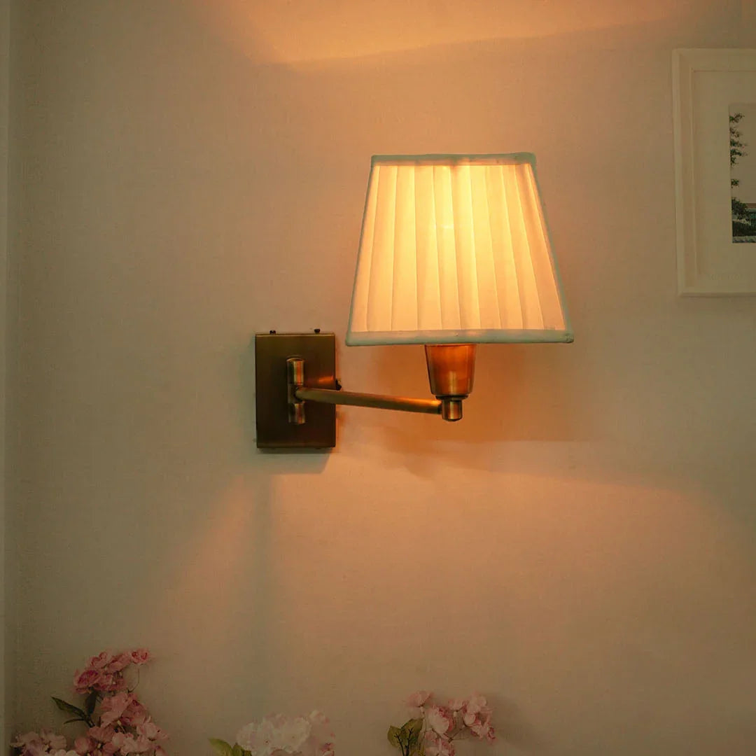 Brass Wall Sconce with Fabric Shade