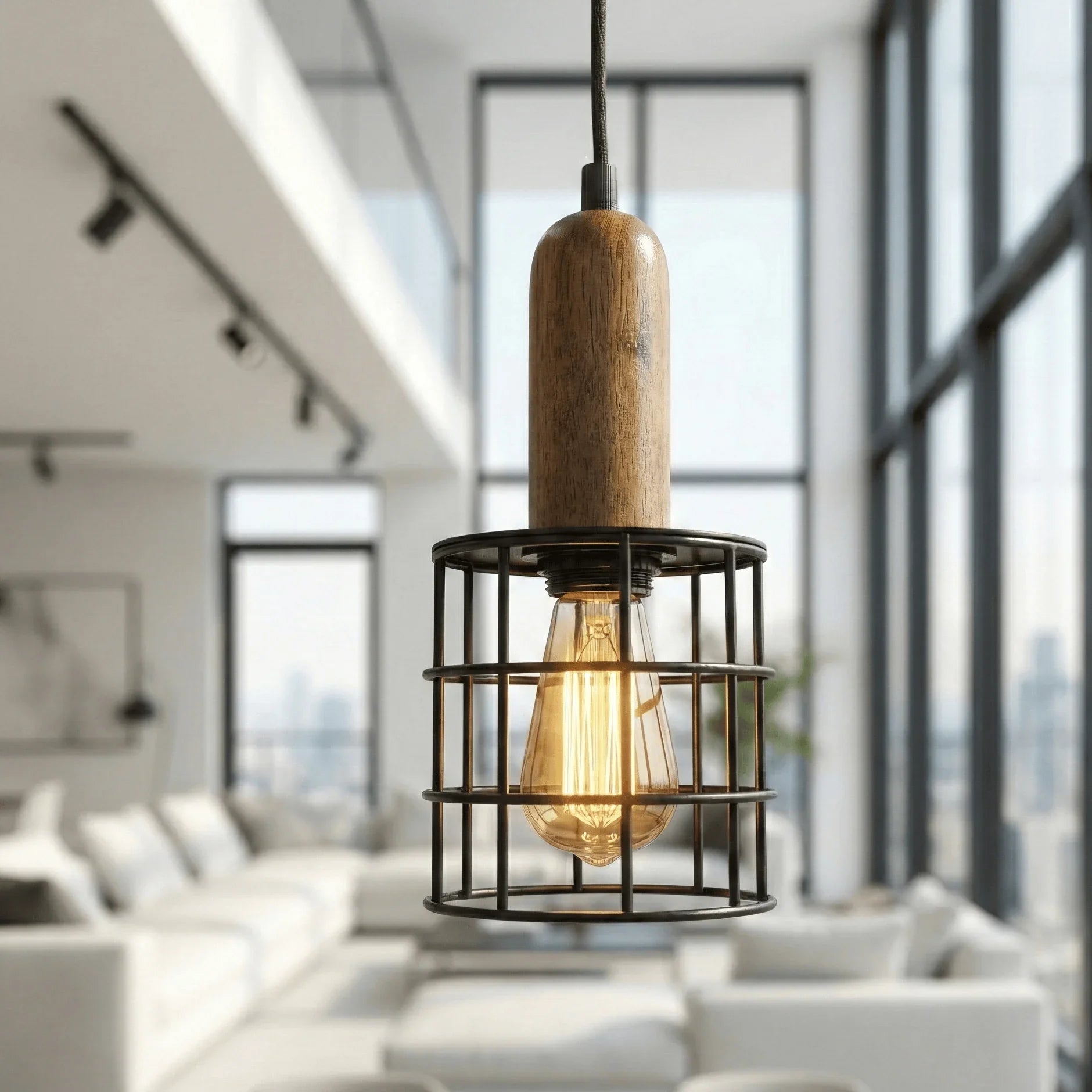 Orana Trio Hanging Lamp Set | Industrial Wooden Pendant Lights for Modern Interiors