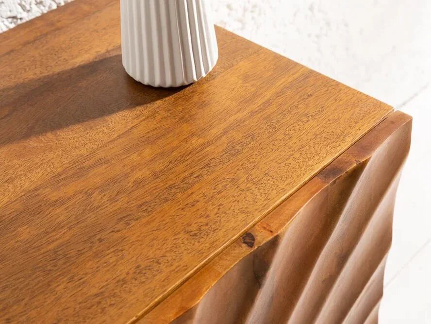 Wave TV Unit with 2 Doors | Solid Mango Wood TV Cabinet for Living Room