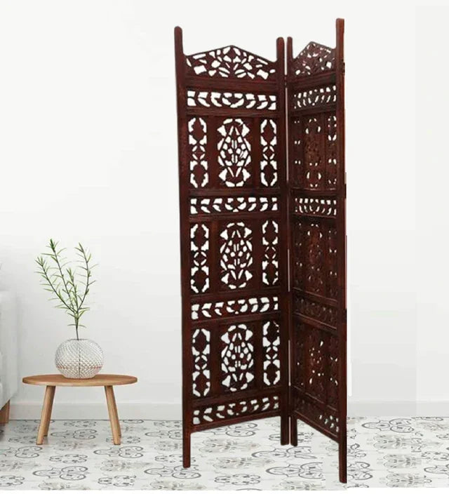 Two-Panel Mango Wood Room Divider with Jali MDF Artwork
