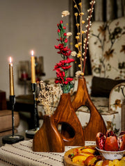 Willow Flower Vase for Living Room Set of 3 | Indian Rosewood Home Decor Vase