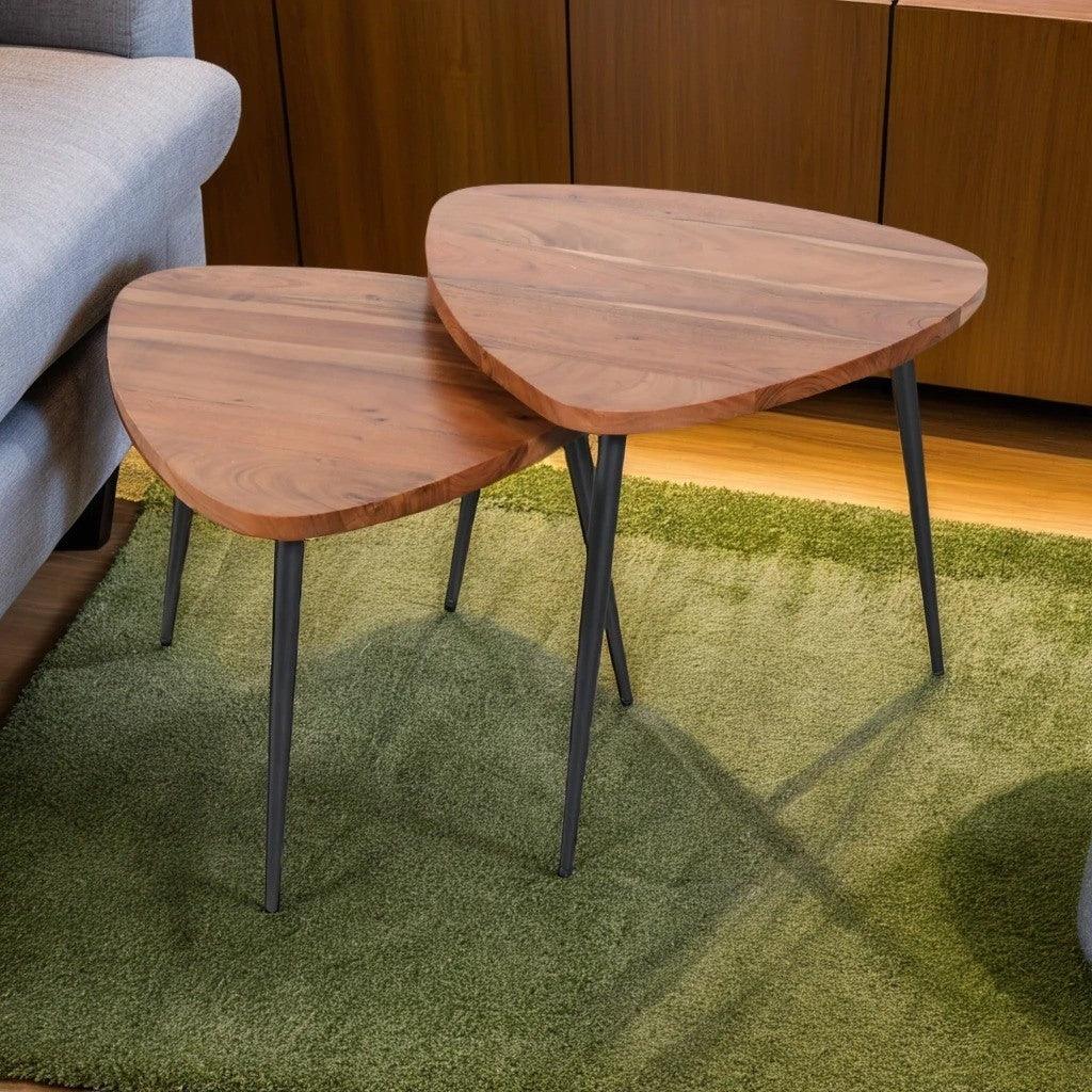Orion Set of 2 Nesting Table | Acacia Wood Nest of Table  | Wooden Tea Table