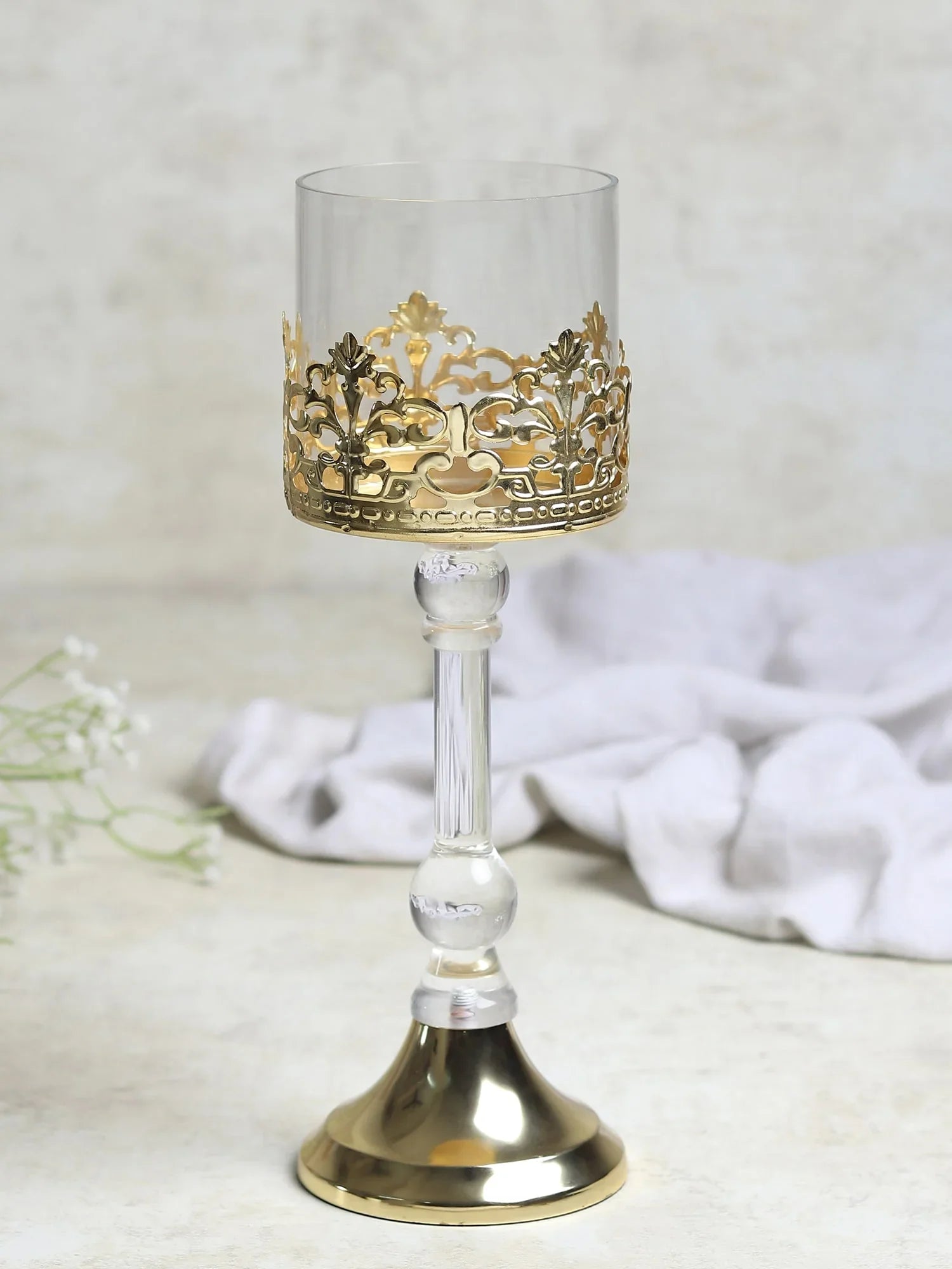 Aurum Crest Pillar Candle Holder
