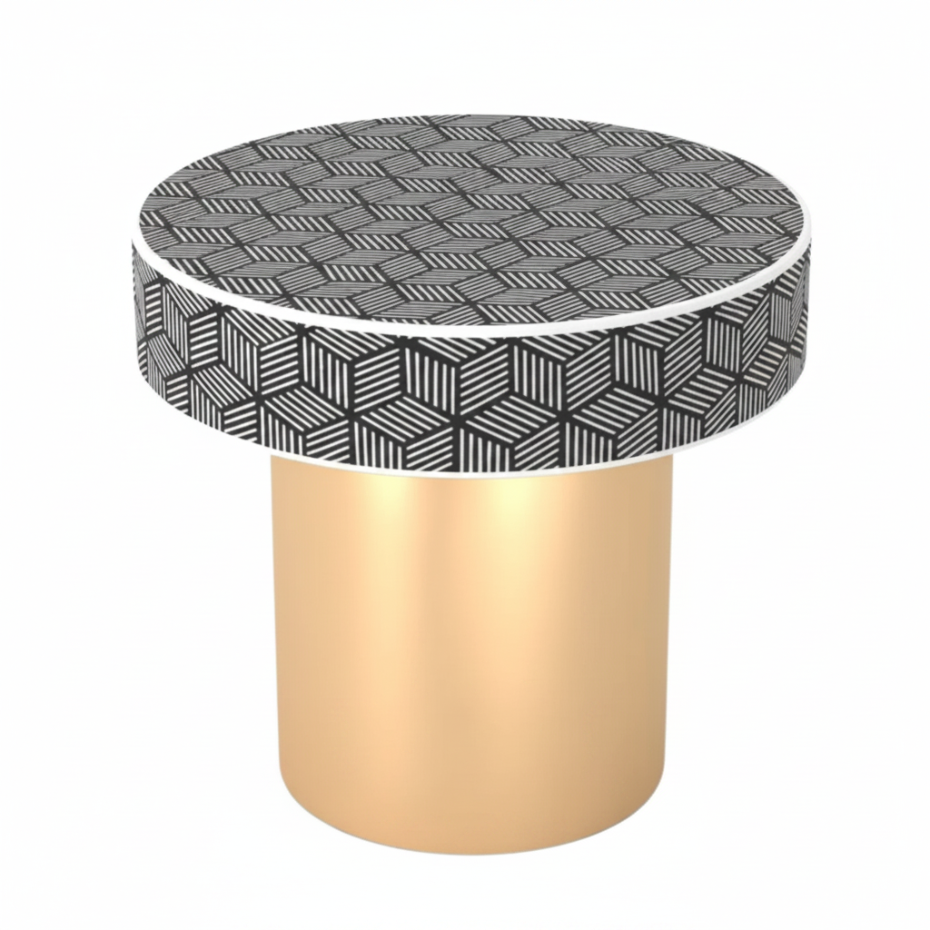 Inlay Round Side Table- Geo