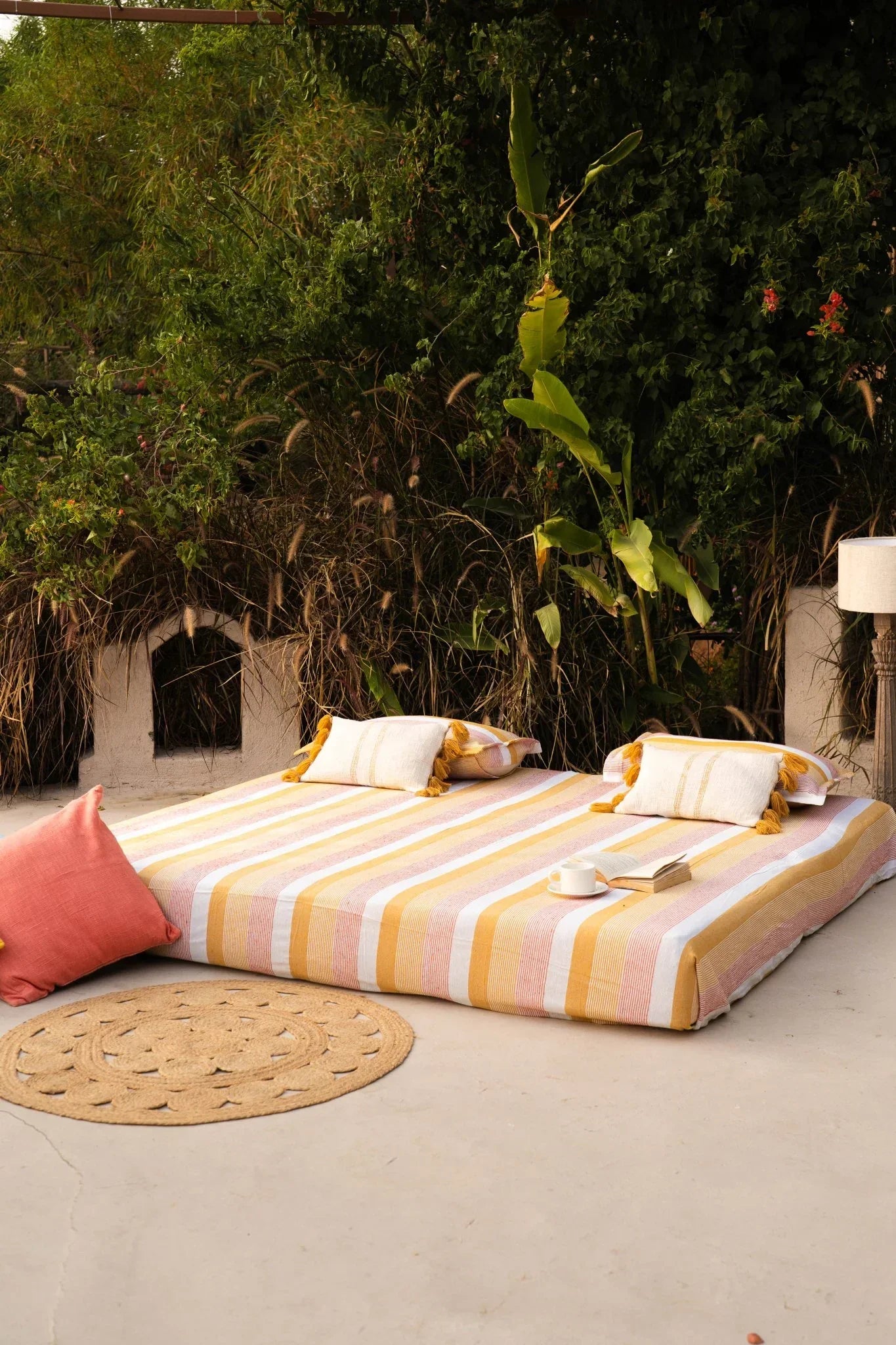 Sunset Stripes Cotton Bedspread With Pillow Covers