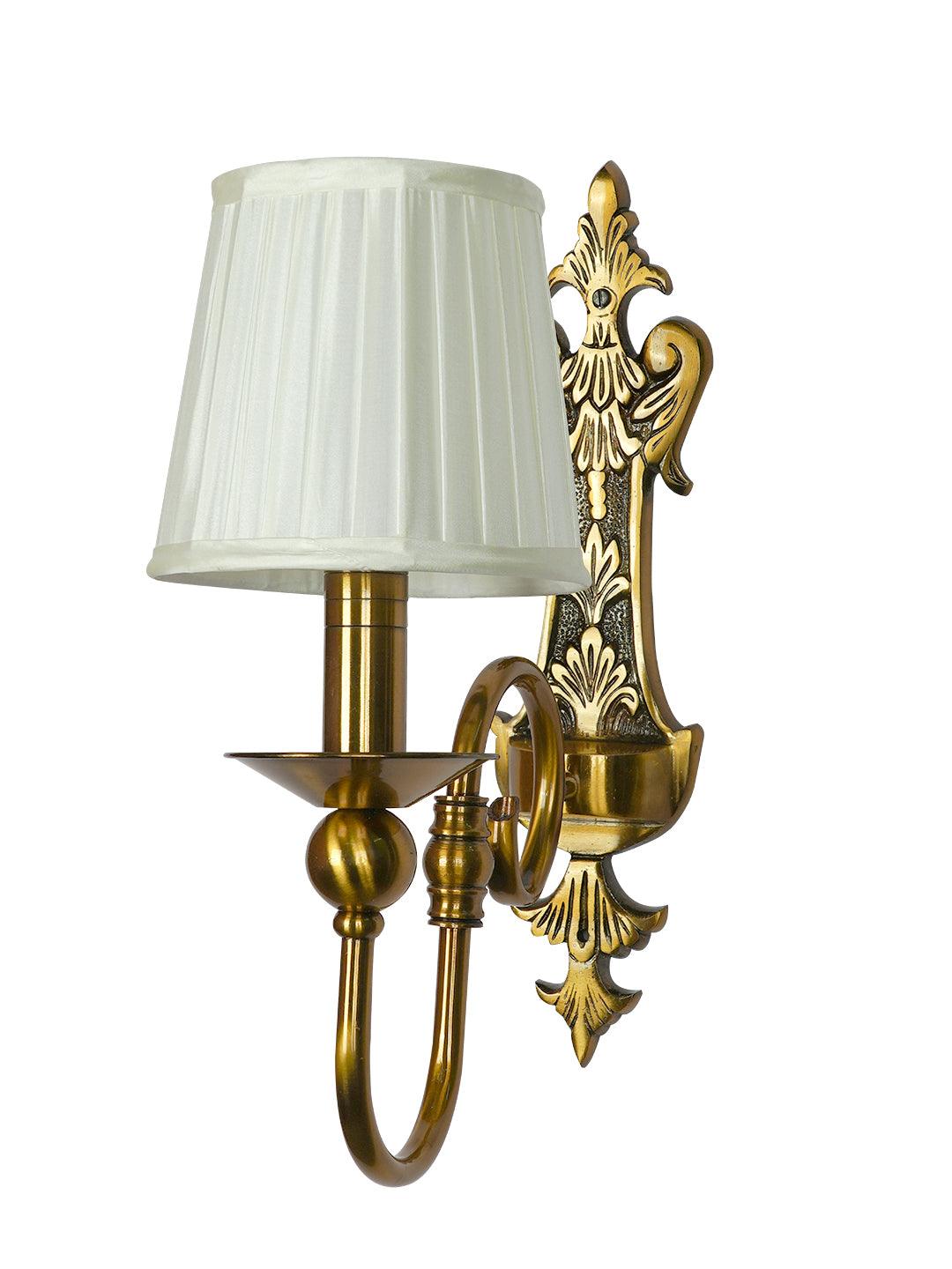 Gold European-style Single Light Steel Wall Sconce With 6 Inch Pleated Fabric Shades