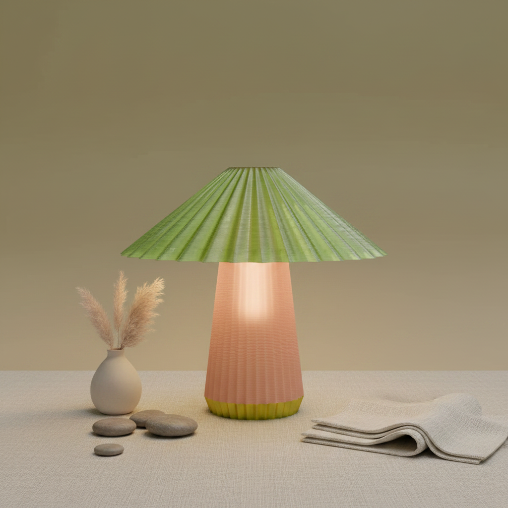 Aurora Flute Mushroom Design Cute Lamp | 3D Printed Designer Table Lamp with Warm LED Glow