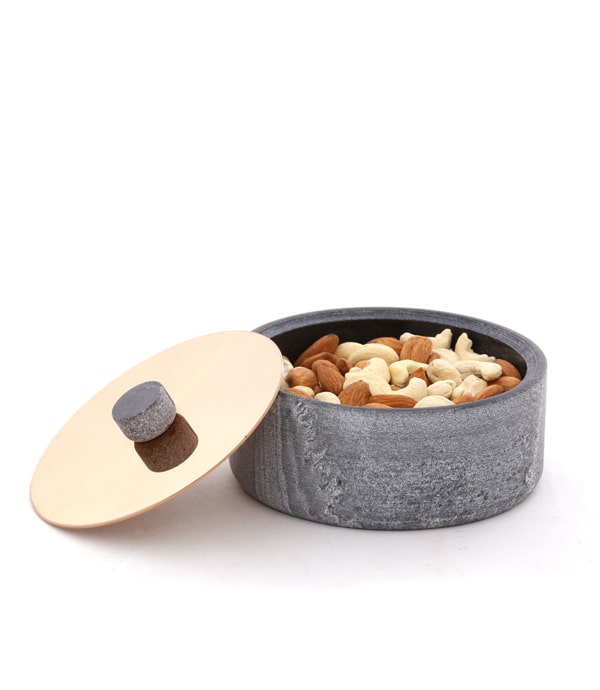 Yin Nut Bowl | Stainless Steel And Black Marble