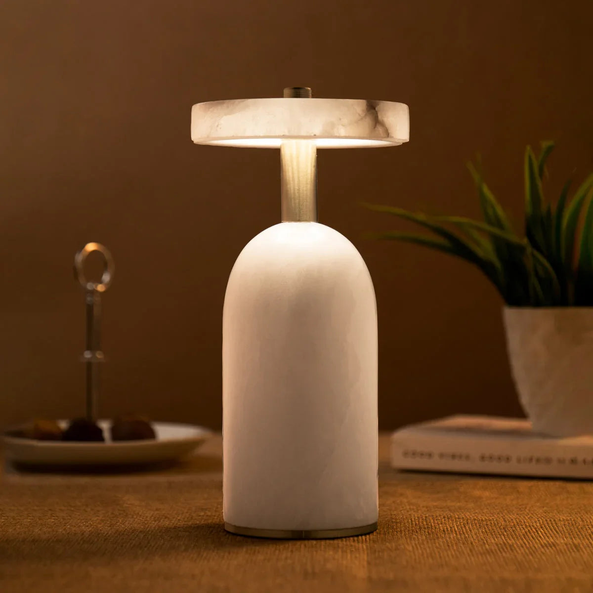 Nama Cordless Marble Table Lamp for Living Room | Luxury Rechargeable LED Lamp for Modern Spaces