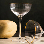 Clear Coupe Martini Glasses with Golden Rim Set of 6 - Premium Glassware