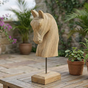 Stella Carved Wooden Horse Bust
