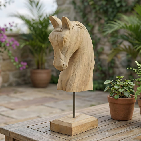 Stella Carved Wooden Horse Bust