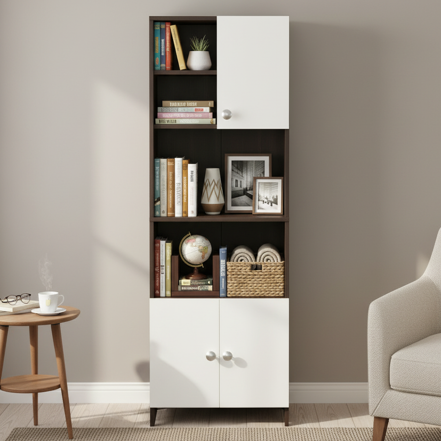 Bookshelf with Doors and Storage Cabinet - Stenza