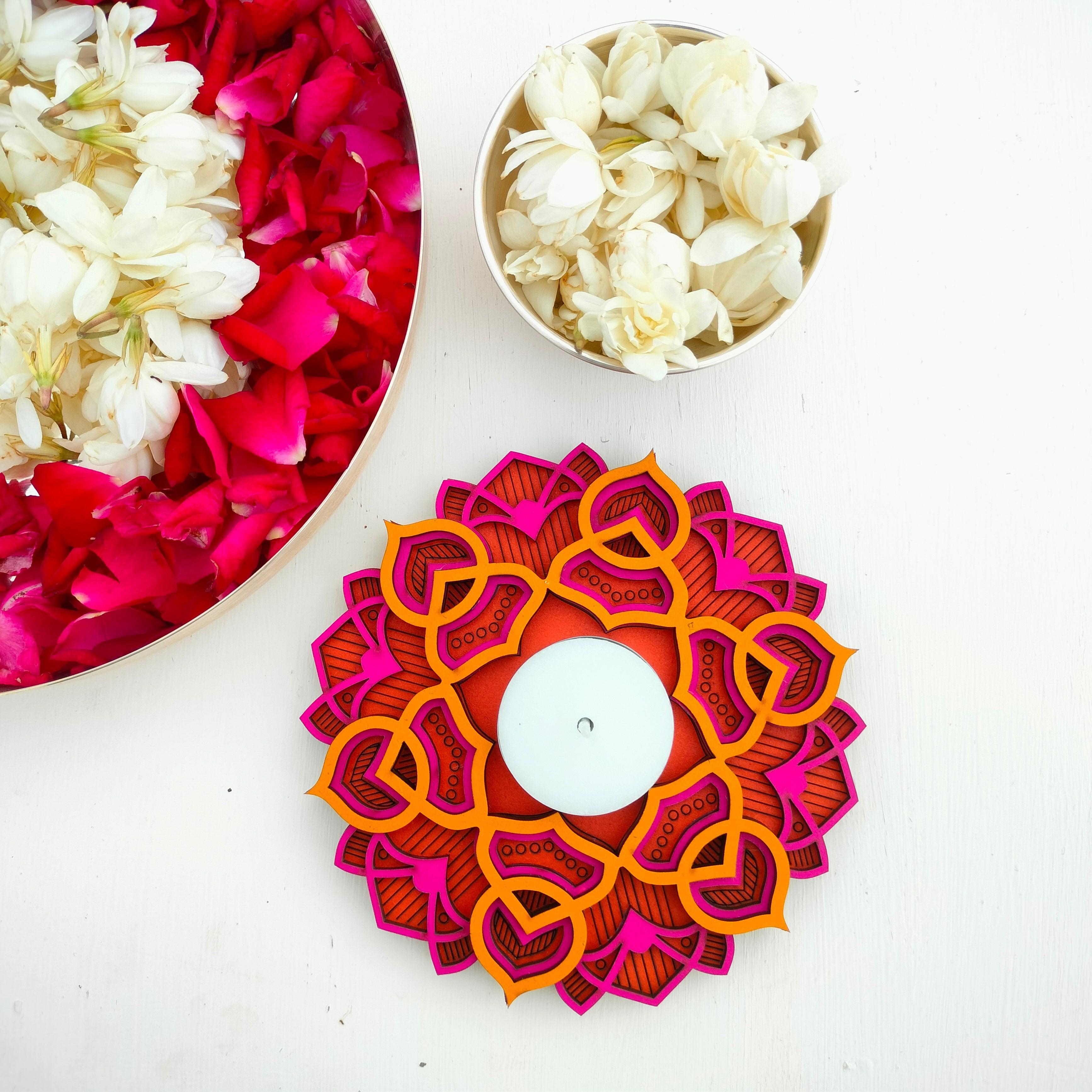Marigold Decorative Tealights for Office Decor | Candle Holder for Table Decor - BUY 1 GET 1 FREE