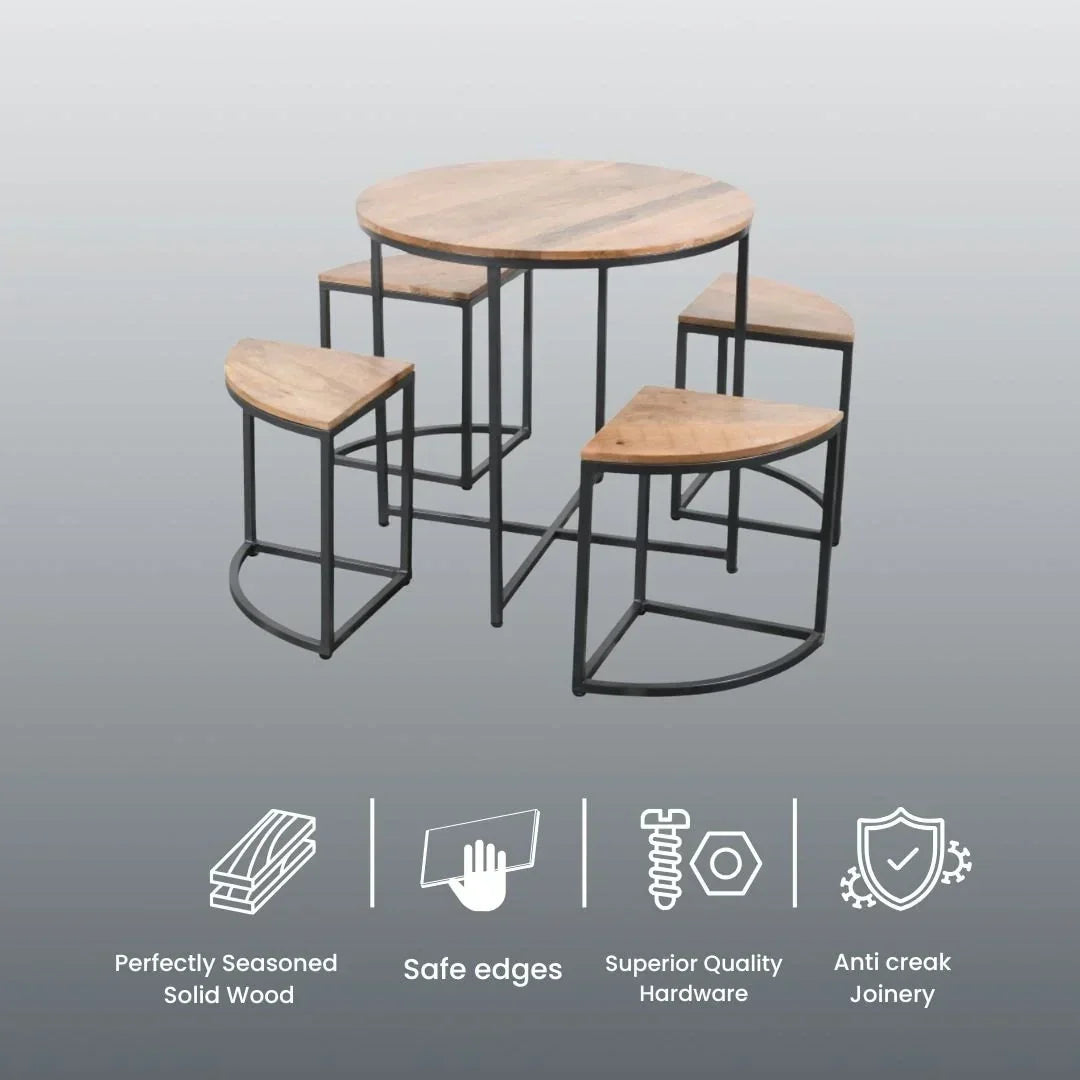 Vianna Coffee Table for Living Room with 4 seating | Mango Wood Tea Table