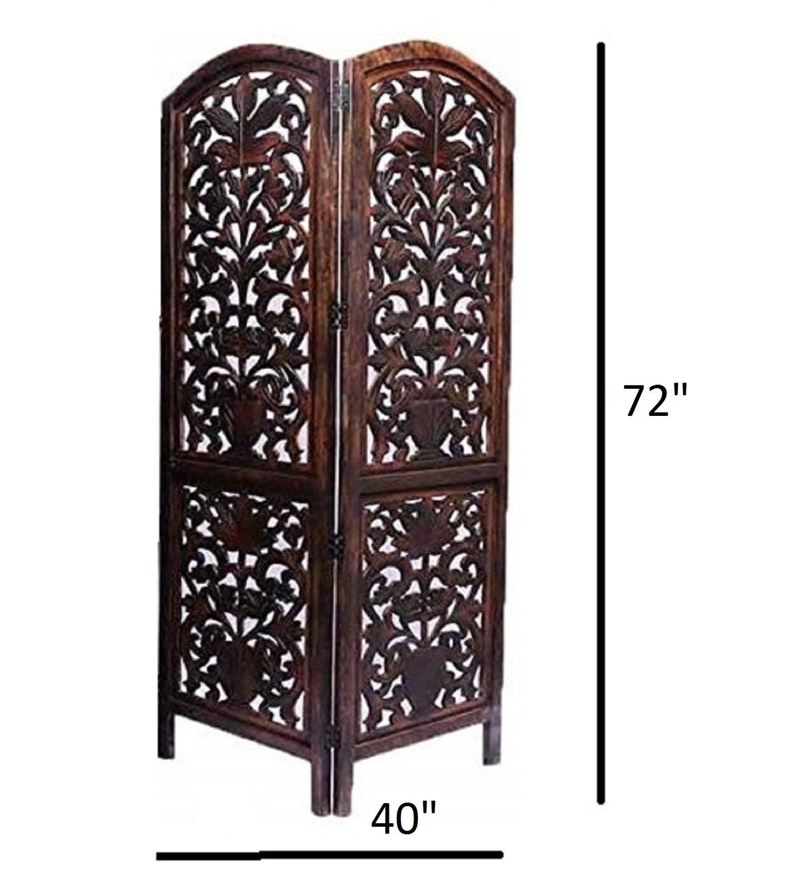 Furniture Room Divider with Folding Mango Wood & MDF Jali