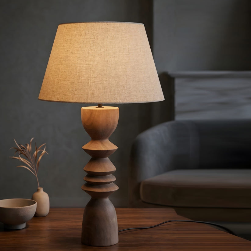 Elara Natural Geometric Wooden Lamp