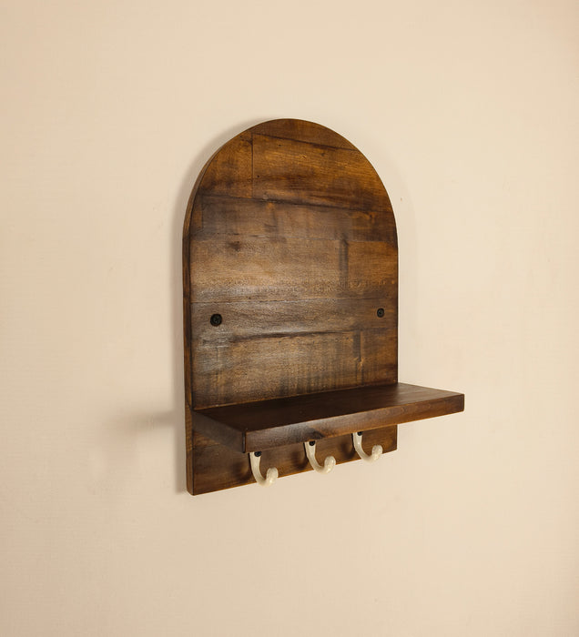 Valencia Wooden Wall Shelf Organiser With Key Holders