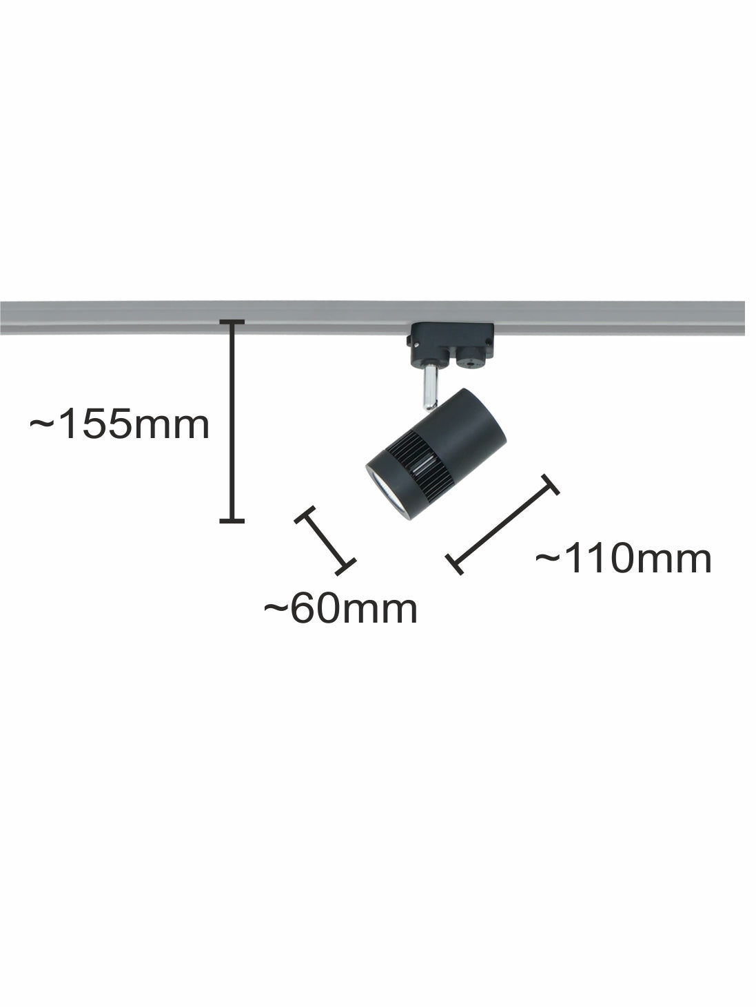 Modern Adjustable Black Vertical-Striped
  Cylindrical Aluminium LED Track Light Spot Lamp