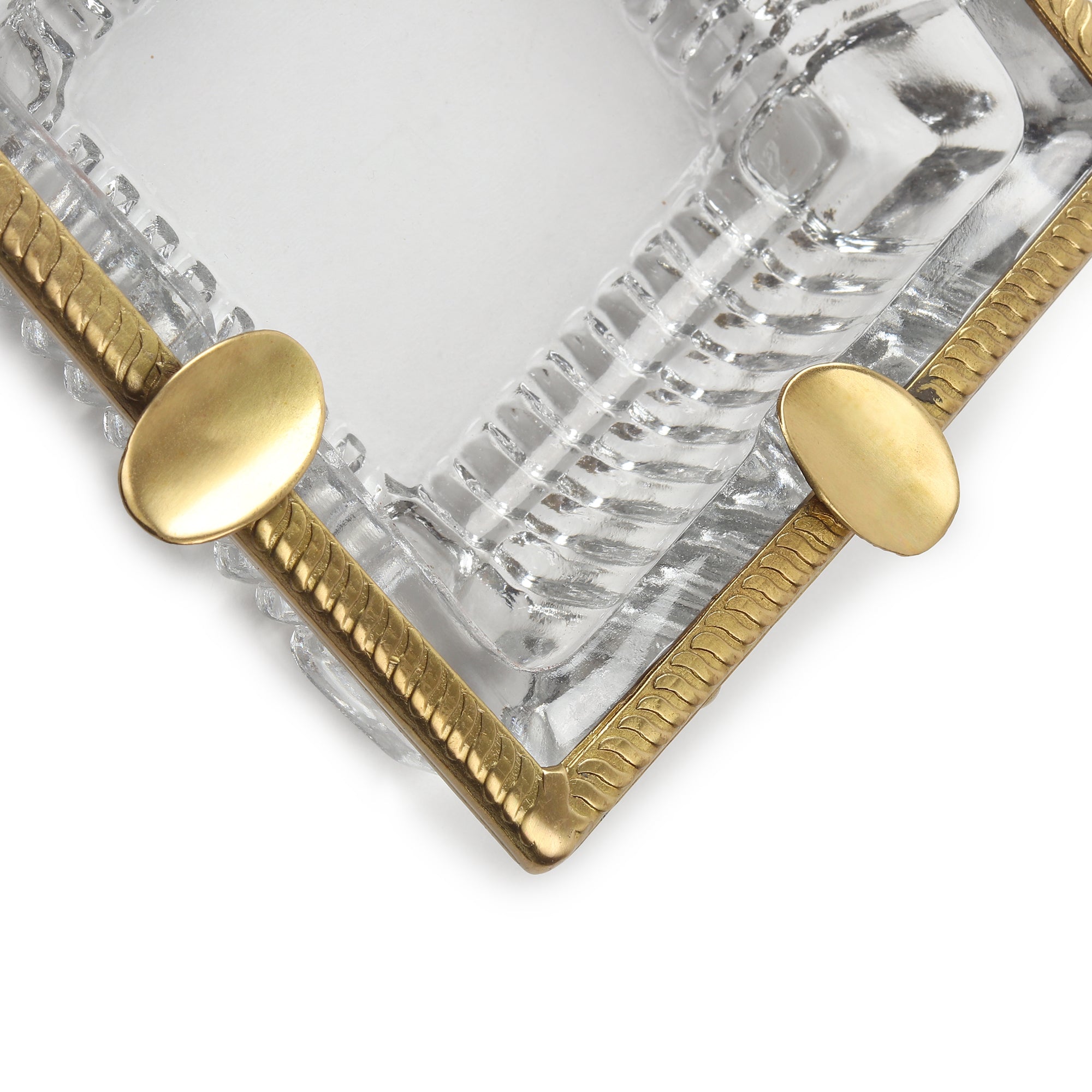 Aurelion Crystal Ashtray with Brass Accent | Designer Ashtray for Home Décor