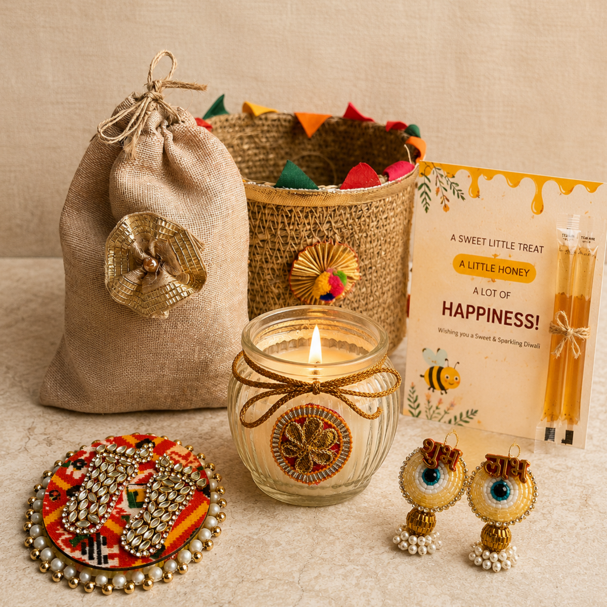 Festive pom -pom basket Hamper