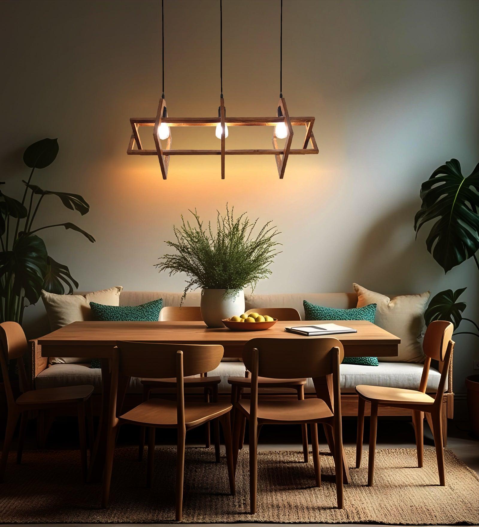 Paragon Brown Wooden 3 Series Hanging Lamp