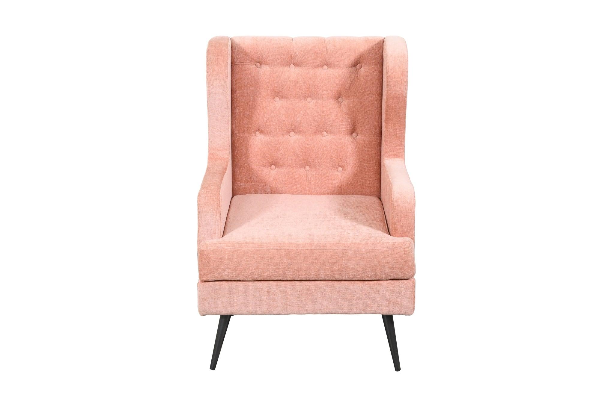 Pearl Wing Chair | Plush Rose Lounge Chair for Living Room & Study | Comfortable Chair