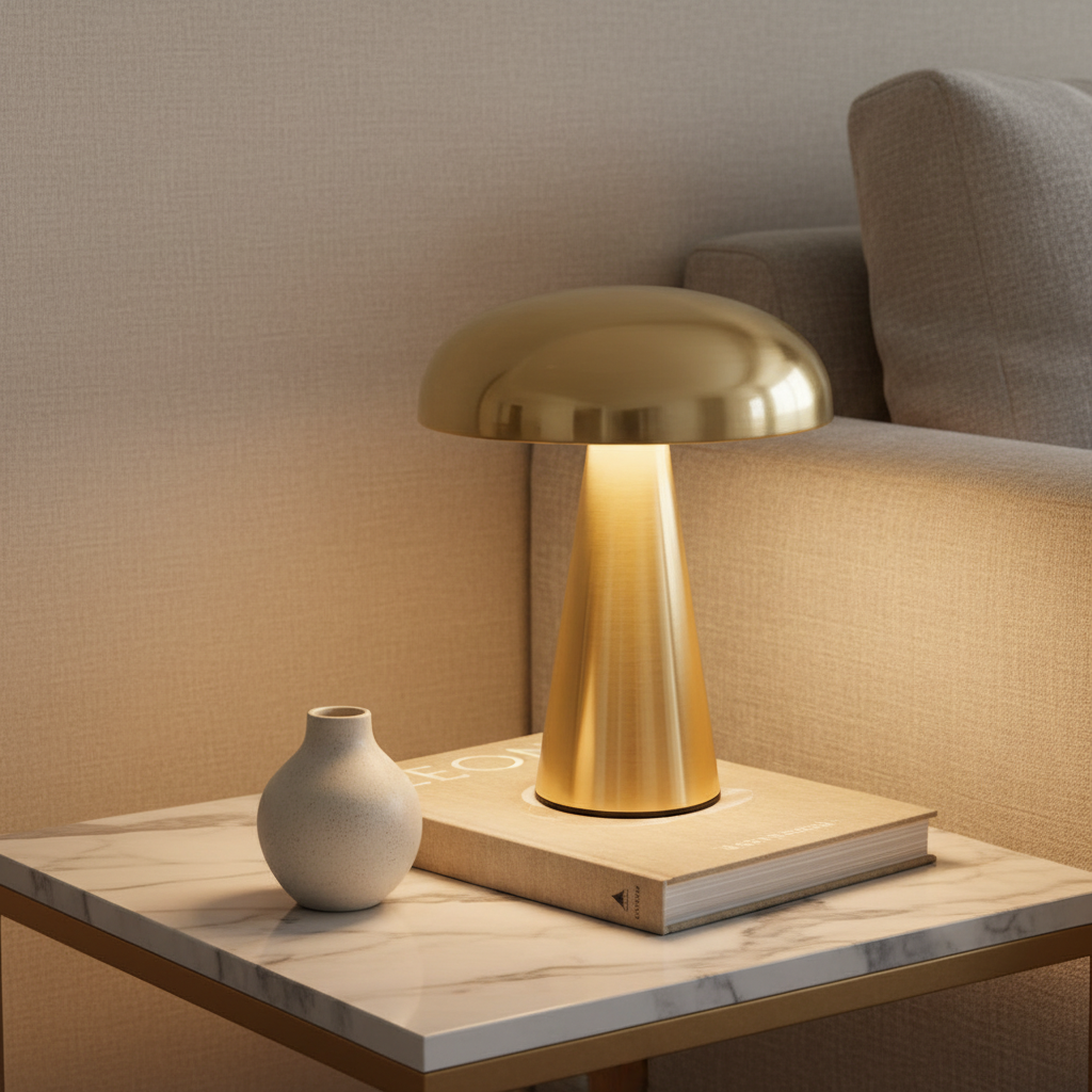 Porcini Wireless LED Table Lamp for Living Room | Rechargeable Touch Dimmable Bedside Lamp