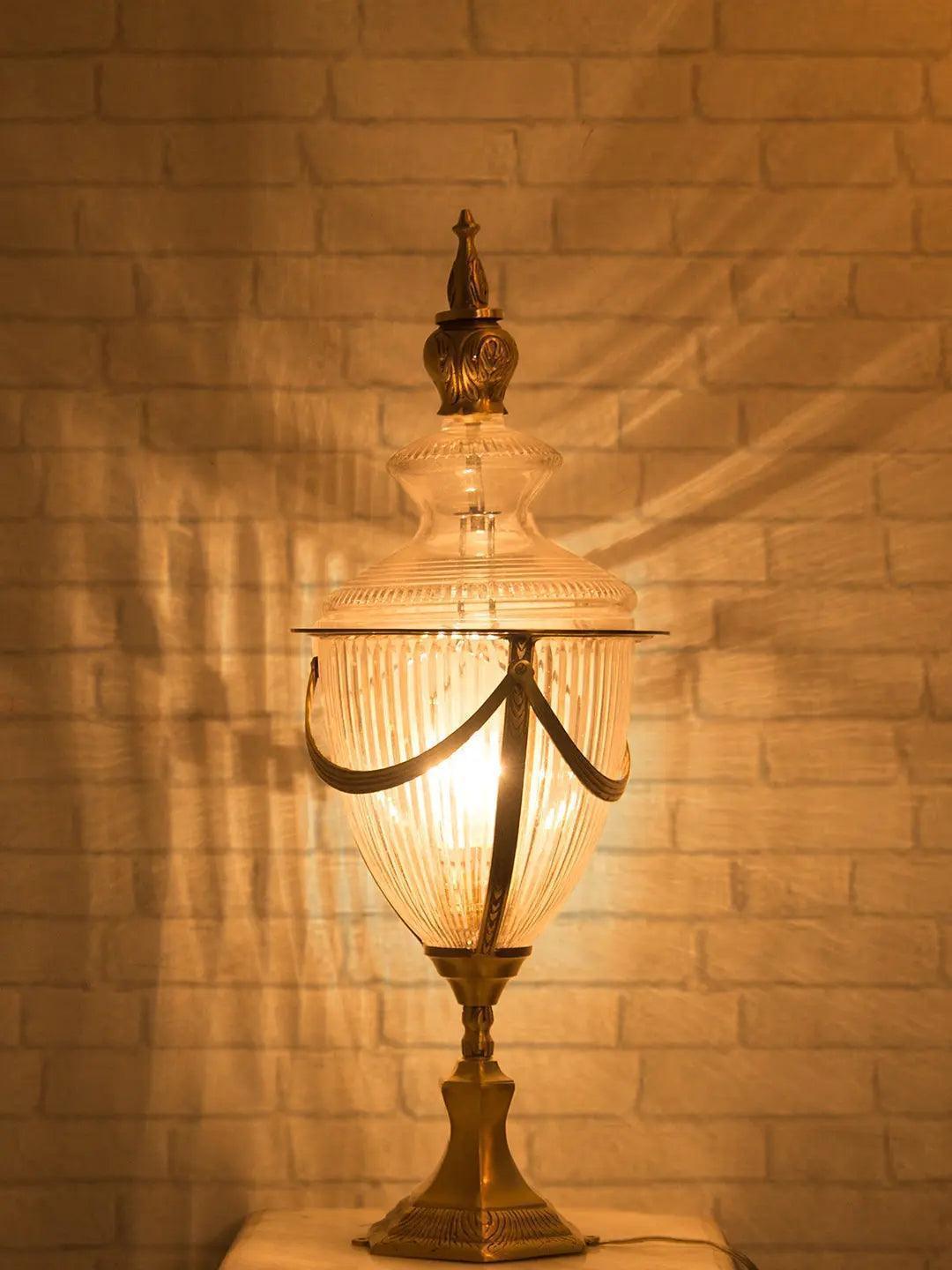 Emperor Cut Glass & Brass Post Lamp Light