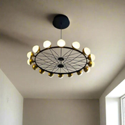 Modern Gold With Black Metal 16 Led Chandelier- Round