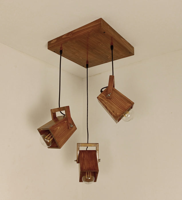 Focal Brown Wooden Cluster Hanging Light | Pendant Lamps