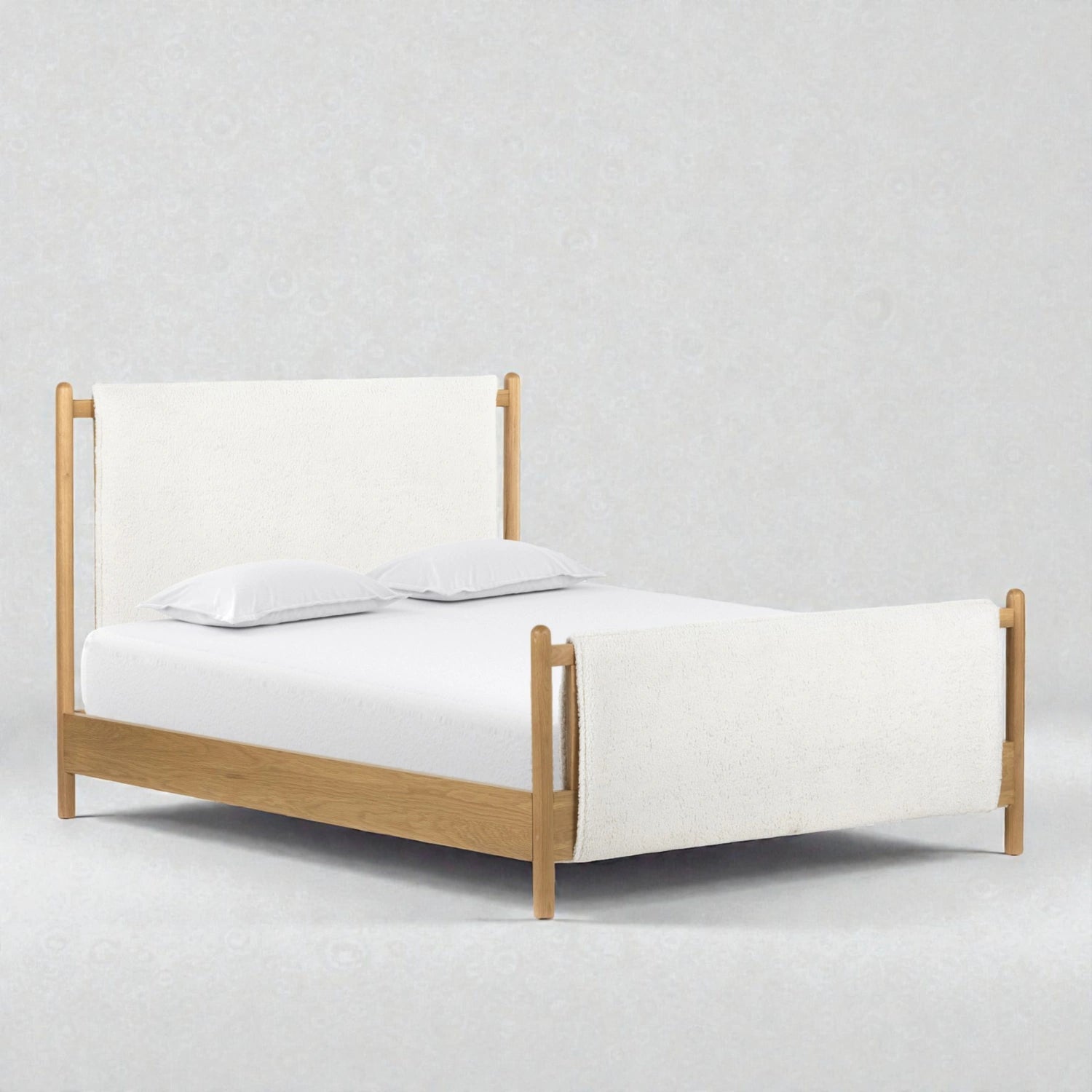 Fredrick Solid Teak Wood And Fabric Upholstery King Size Bed