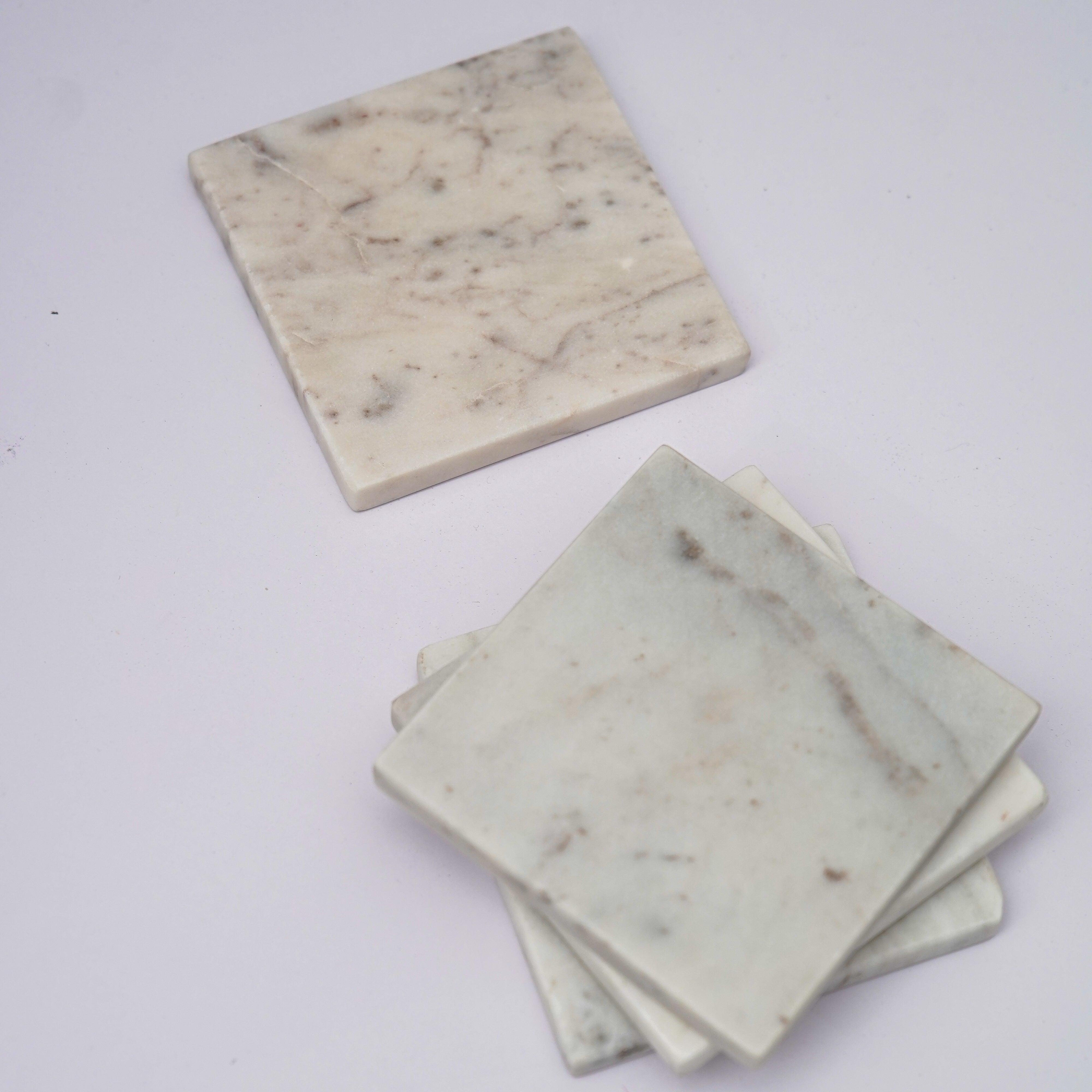 White Marble Plain Coaster for Tea Coffee | Trivets for Dining Table