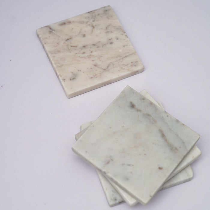 White Marble Plain Coaster for Tea Coffee | Trivets for Dining Table