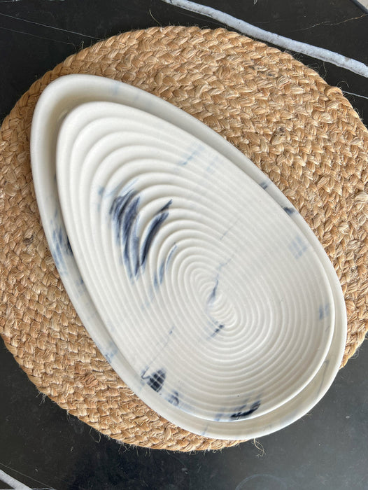 Almond Ceramic Serving Tray