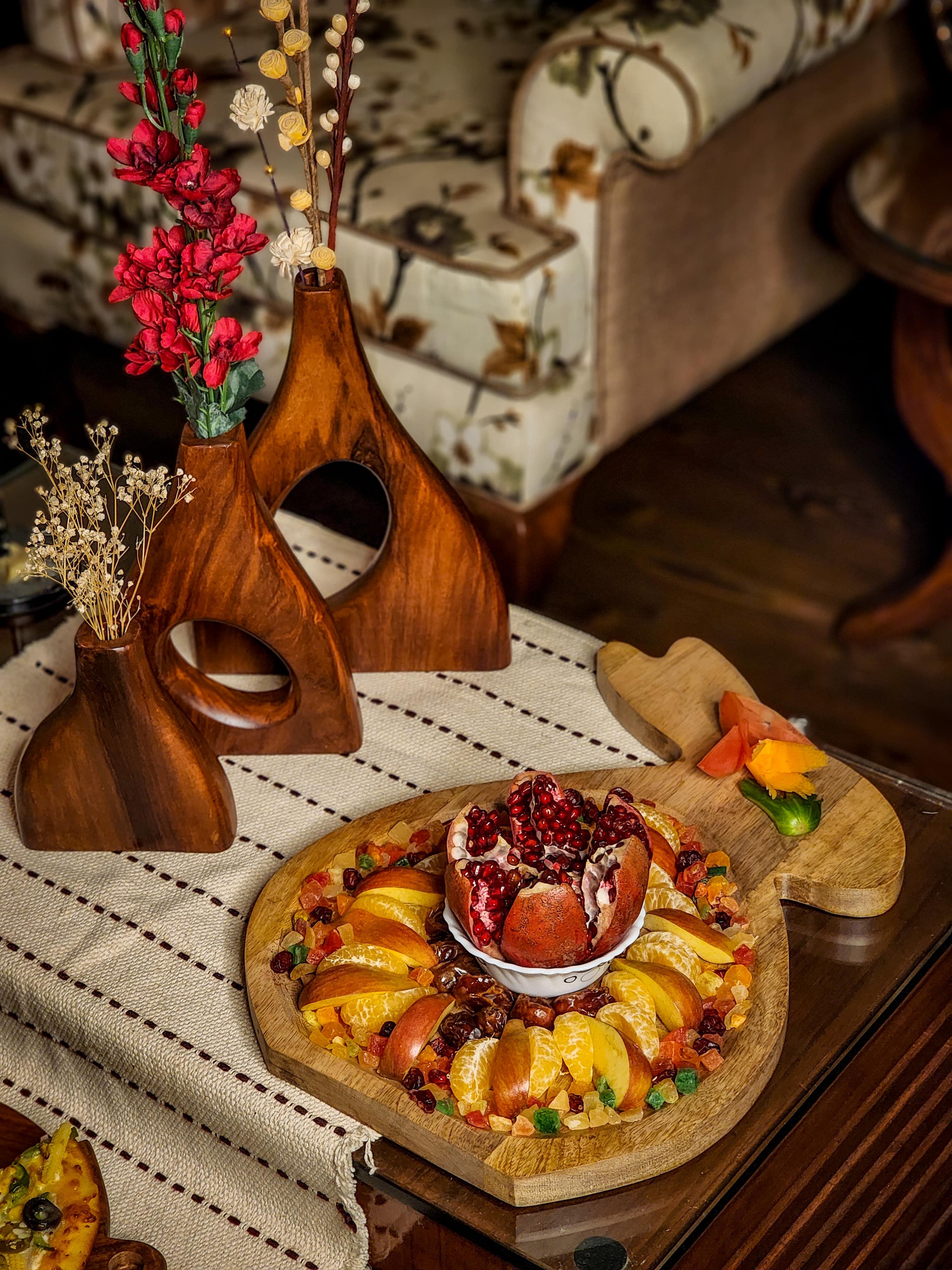 Willow Flower Vase for Living Room Set of 3 | Indian Rosewood Home Decor Vase