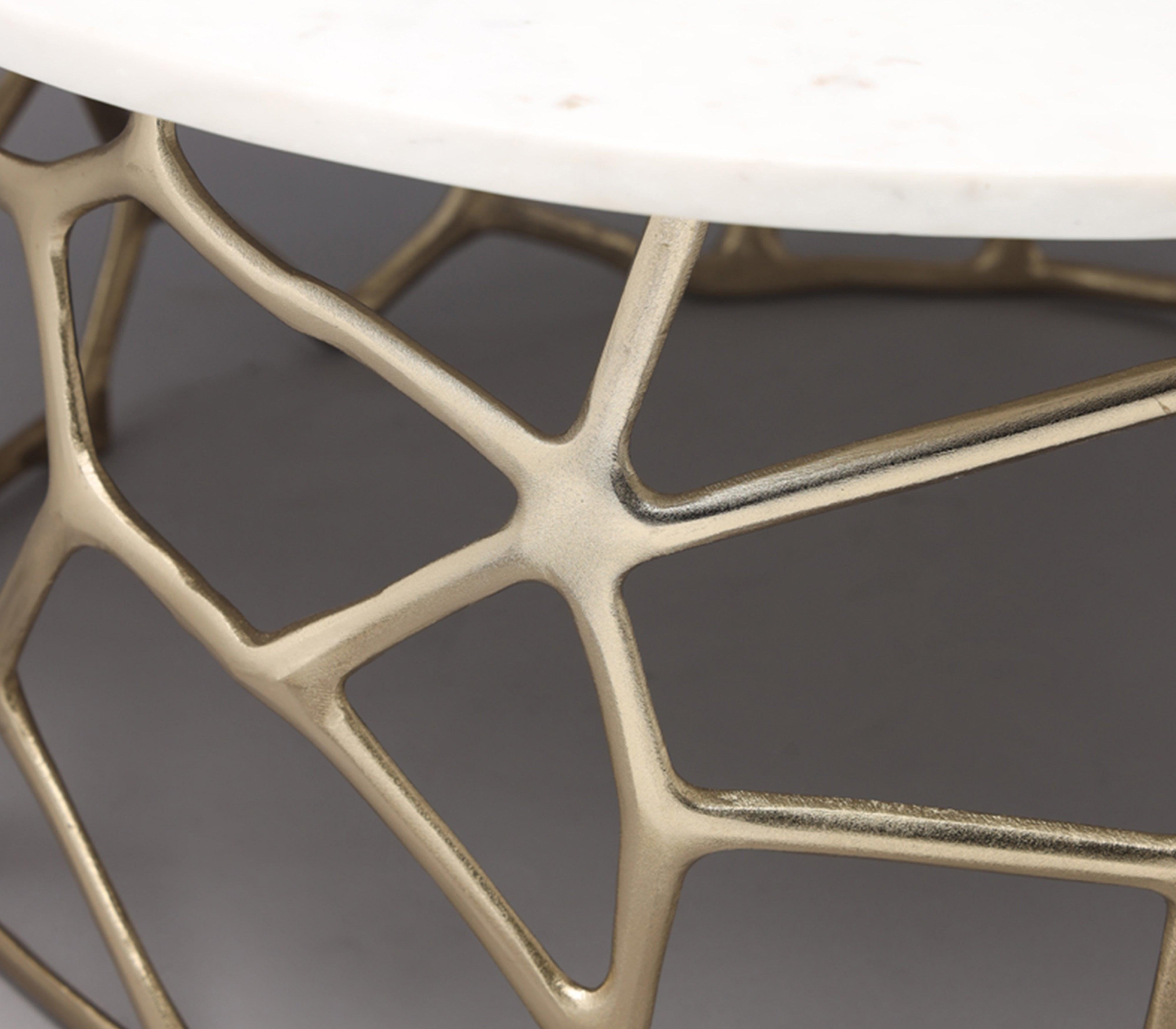 Sacred Geometry Gold Coffee Table | Marble Center Table for Living Room | Designer Tea Table