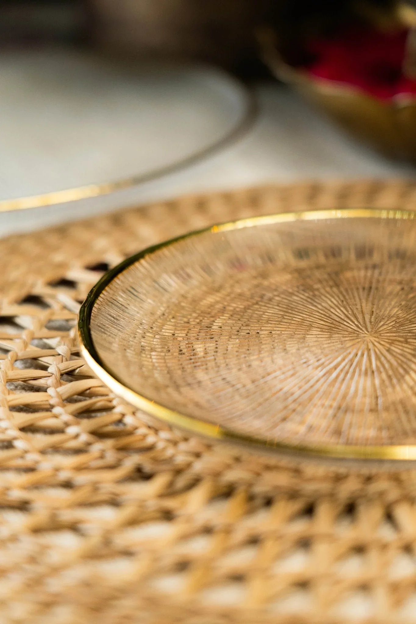 Genda Saaj Dinner Plate With Golden Rim