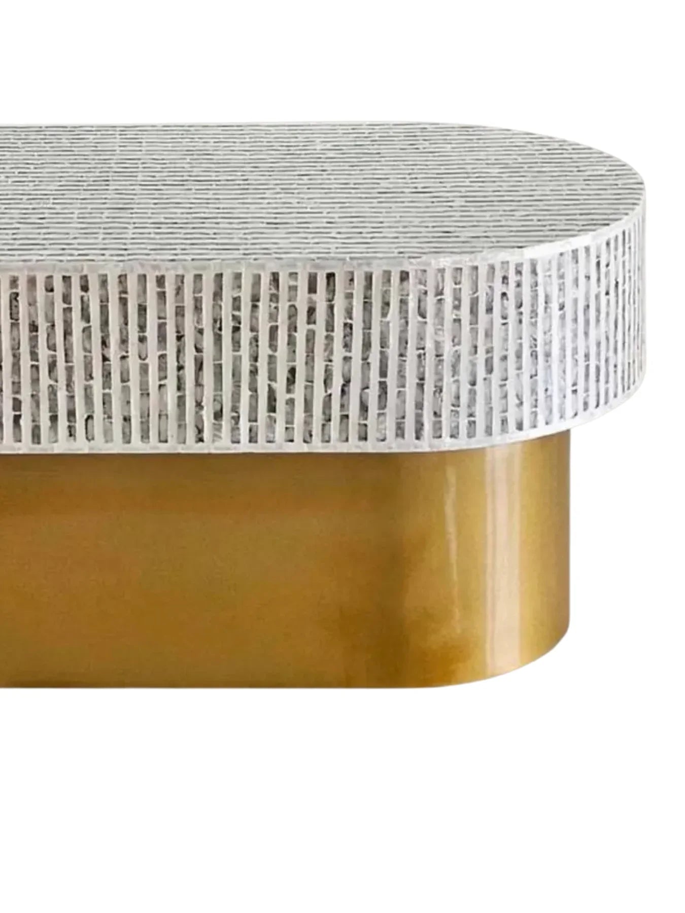 Mother of Pearl Round White Coffee Table- Cleo