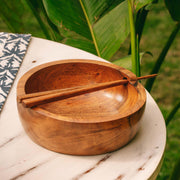Tatva Wooden Ramen Bowl with 2 Pcs Chopsticks |Serving Bowl for Kitchen